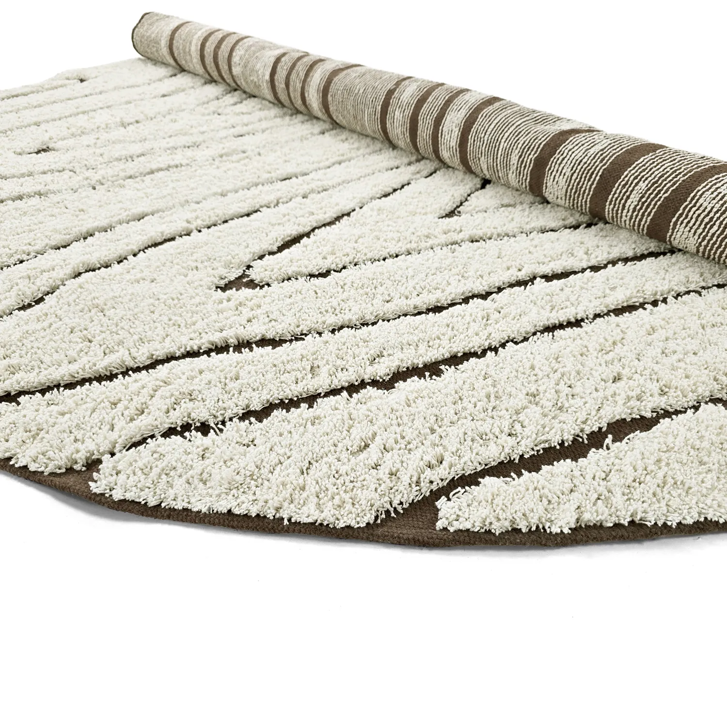 Runde tæpper - Kindon Natural Cotton Shaggy (off white/brun)