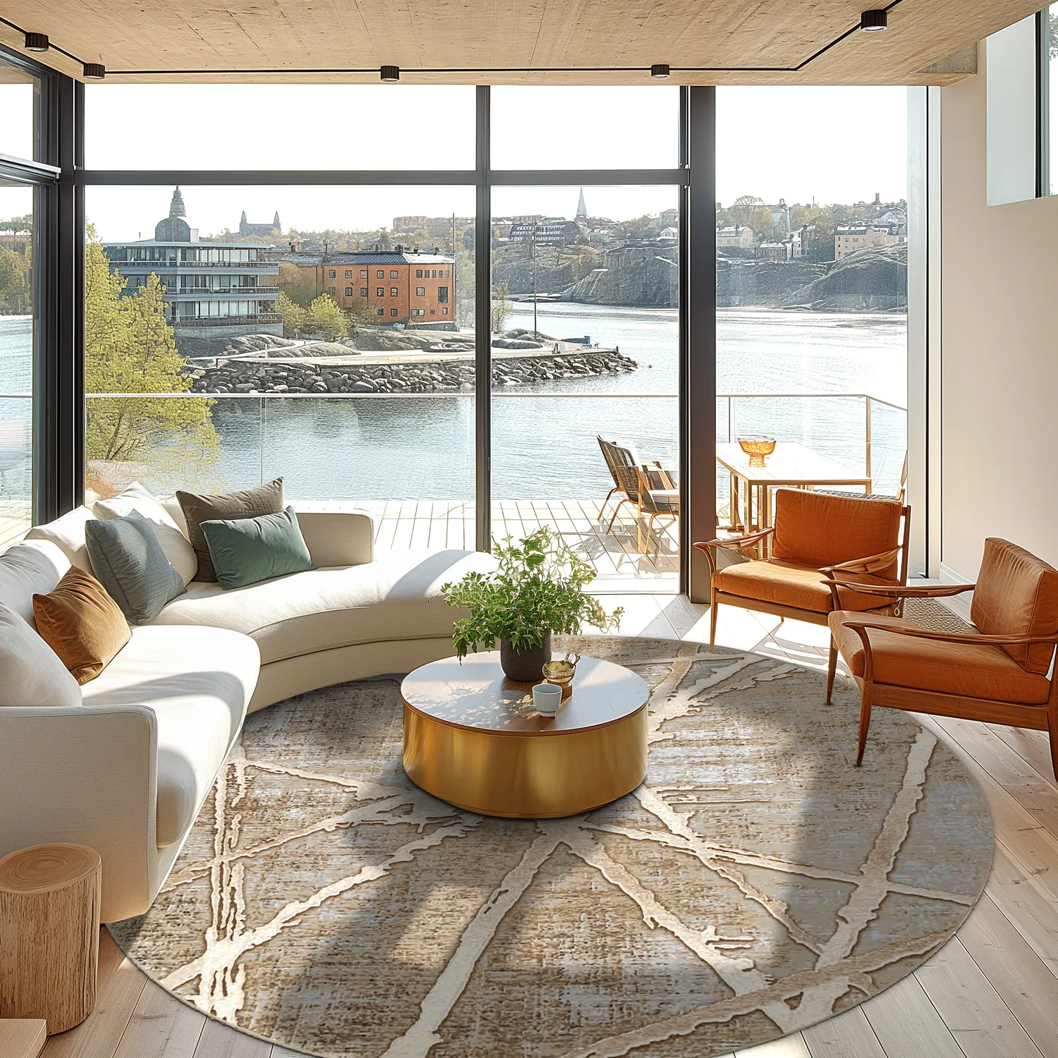 Rundt tæppe - Lagos (beige)