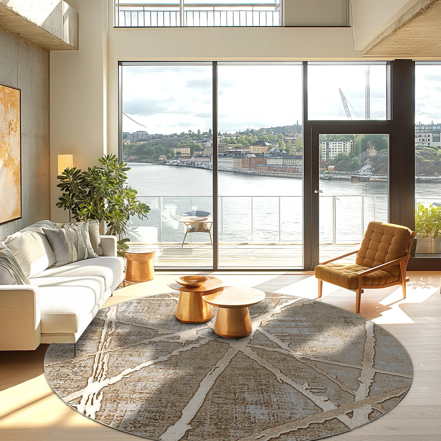 Rundt tæppe - Lagos (beige)