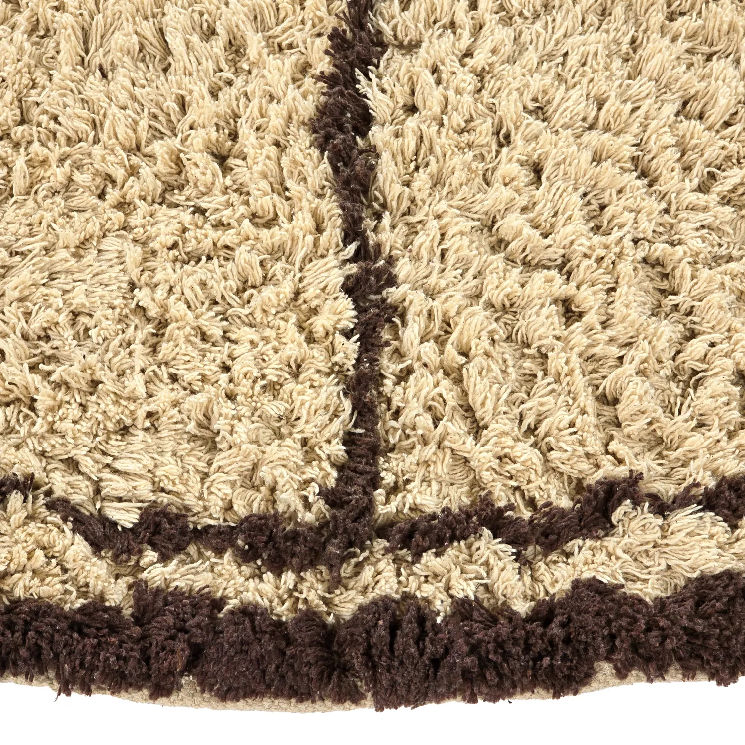Rundt tæppe - Lana Natural Cotton Shaggy (beige/brun)