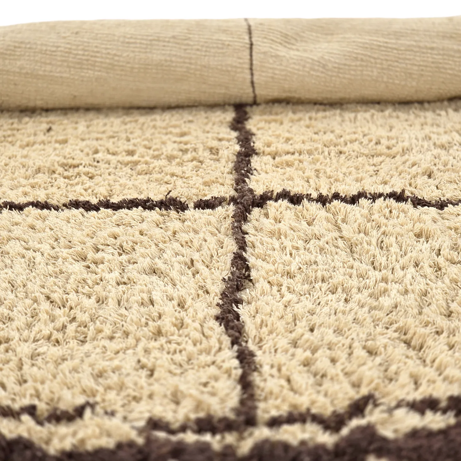 Rundt tæppe - Lana Natural Cotton Shaggy (beige/brun)