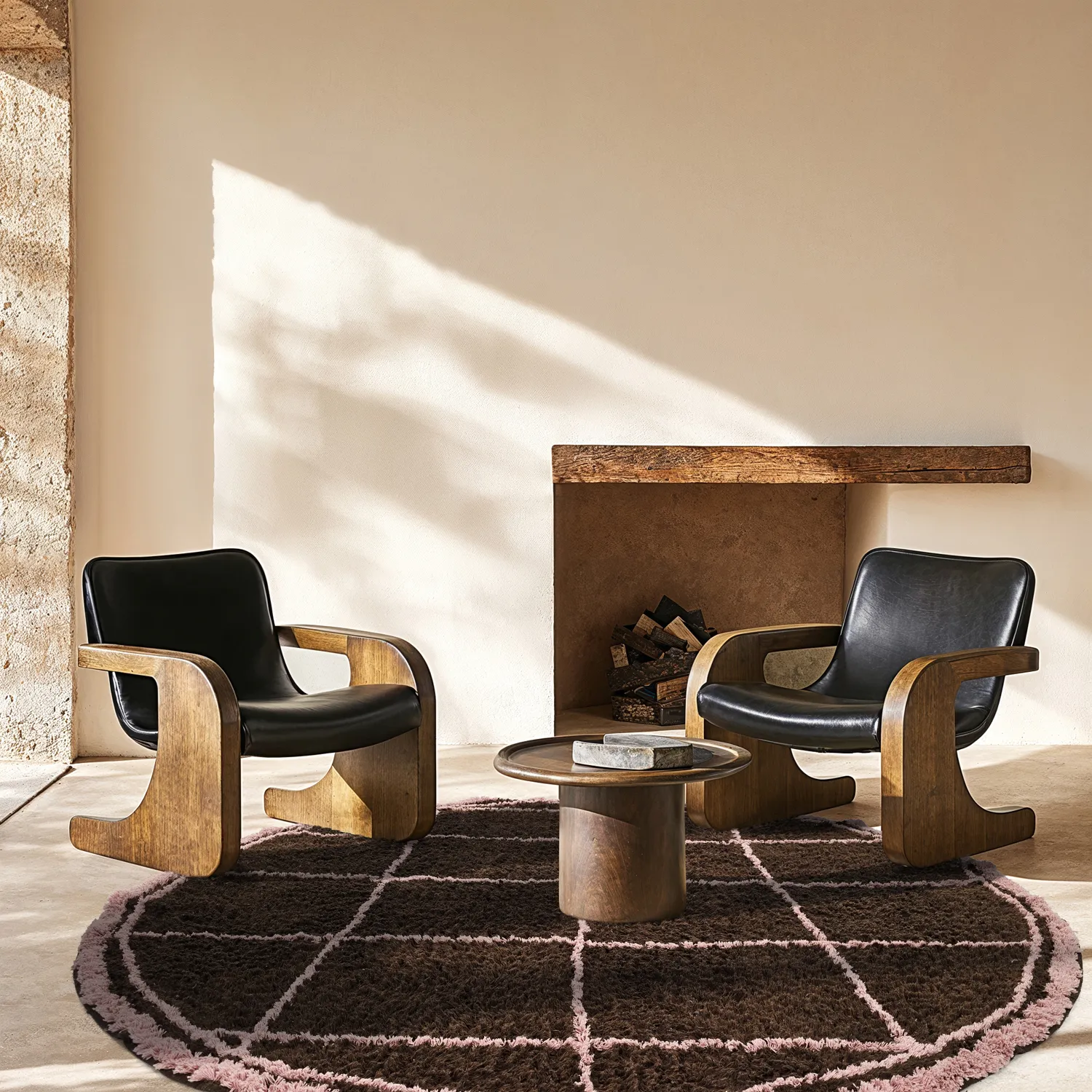 Rundt tæppe - Lana Natural Cotton Shaggy (brun)