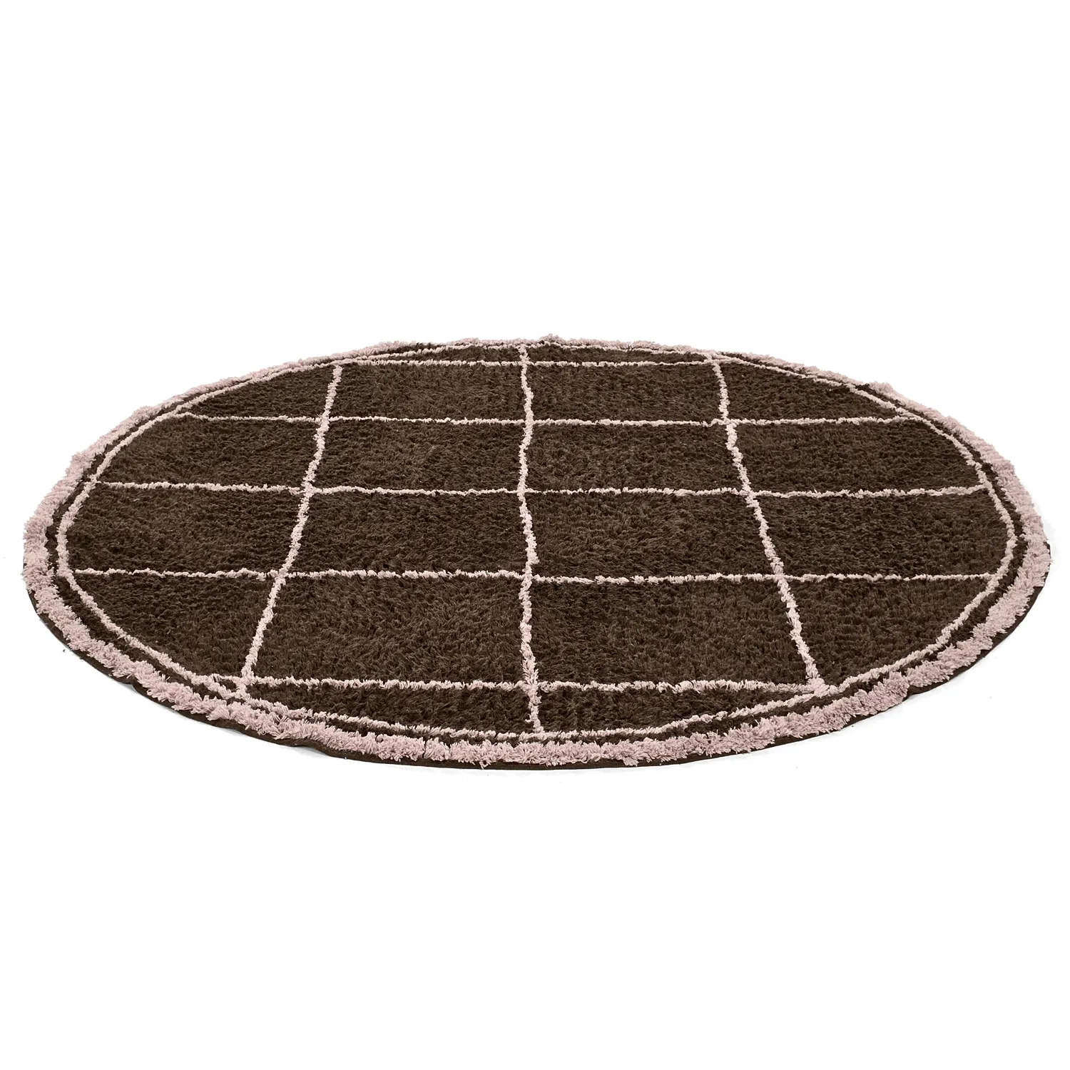 Rundt tæppe - Lana Natural Cotton Shaggy (brun)