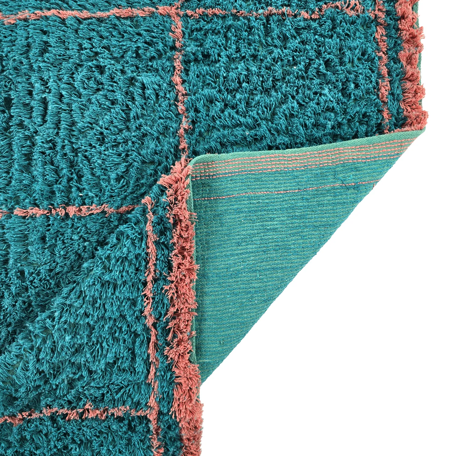 Ryatæpper - Lana Natural Cotton Shaggy (turkis/pink)