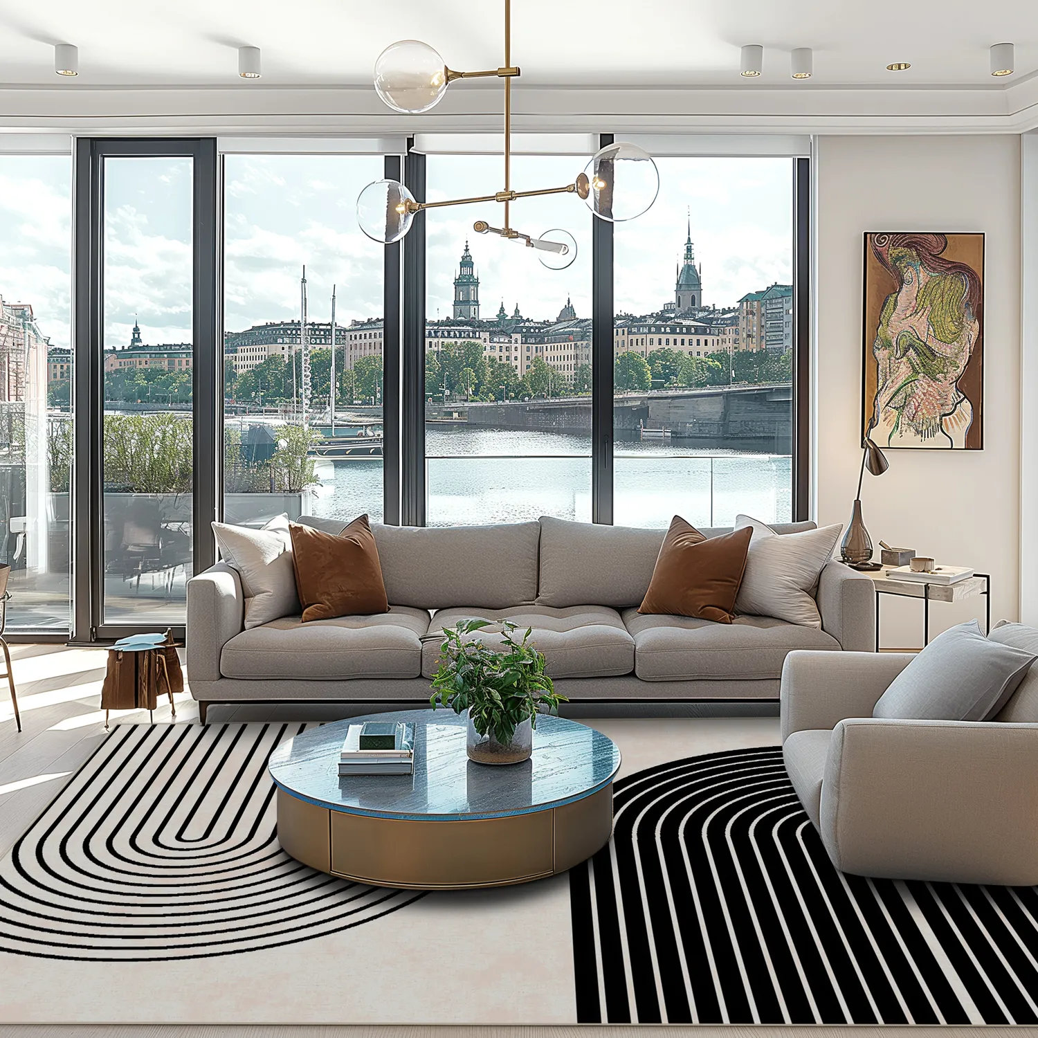 Wilton-tæppe - Lecce (sort/beige)