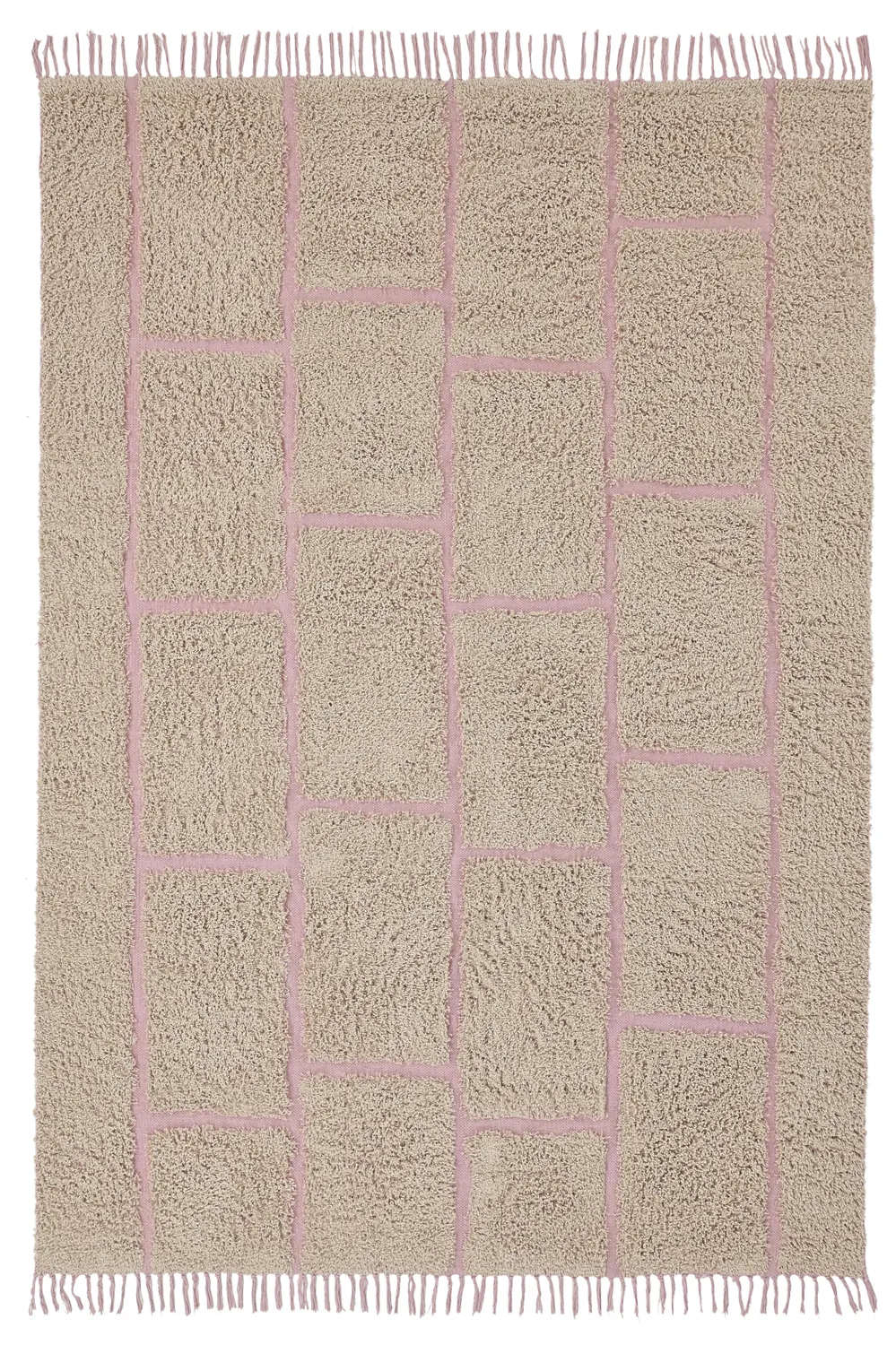 Ryatæpper - Lindley Natural Cotton Shaggy (beige/pink)