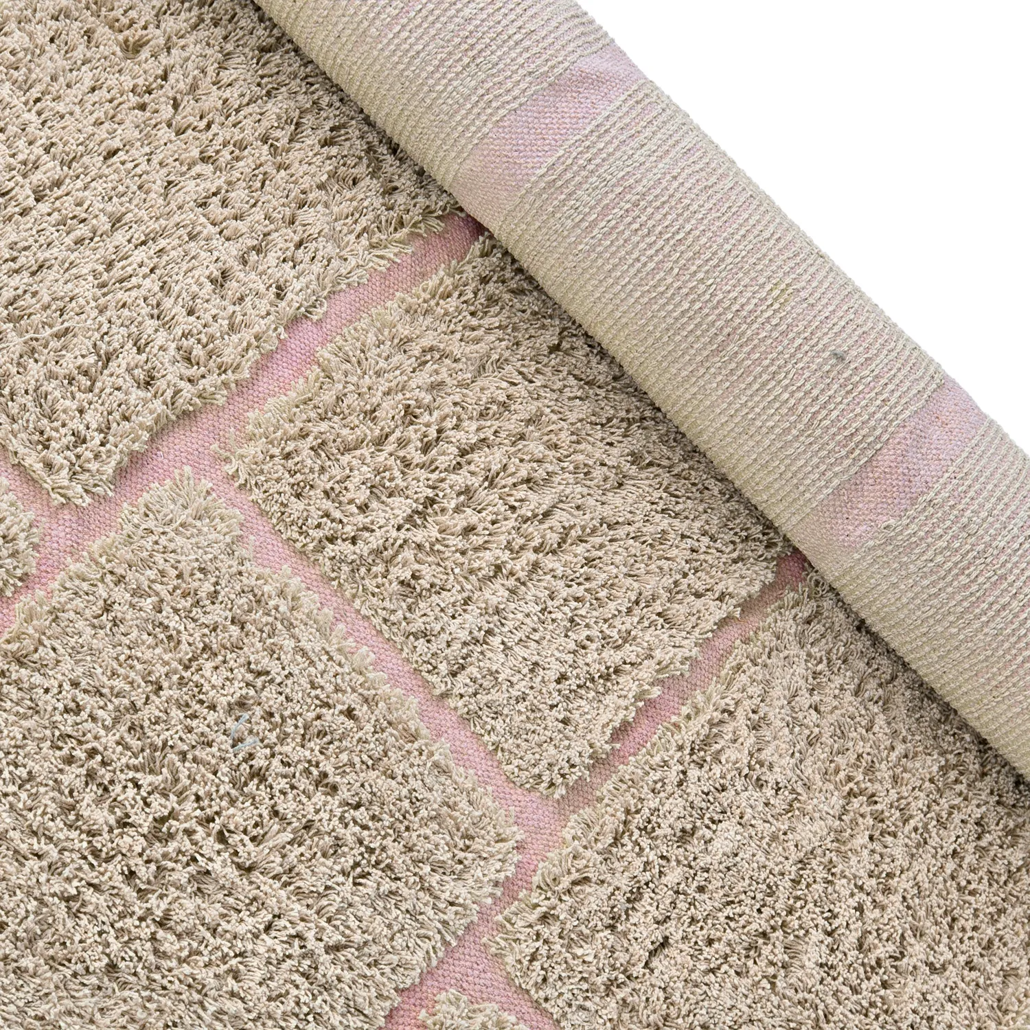 Ryatæpper - Lindley Natural Cotton Shaggy (beige/pink)