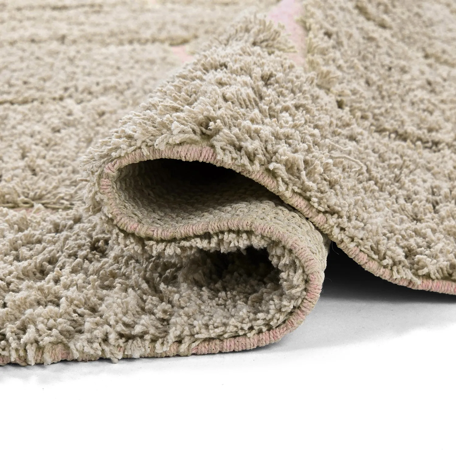 Ryatæpper - Lindley Natural Cotton Shaggy (beige/pink)