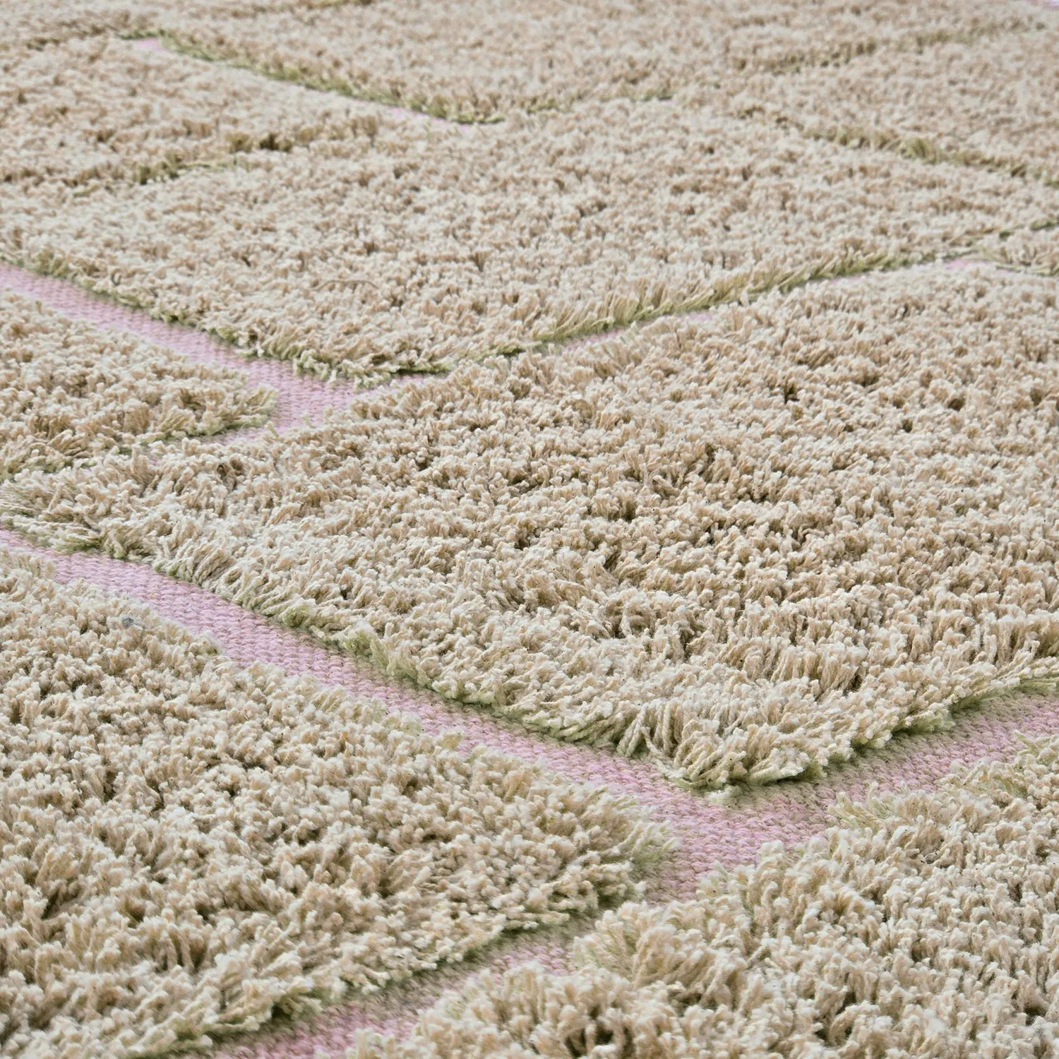 Ryatæpper - Lindley Natural Cotton Shaggy (beige/pink)