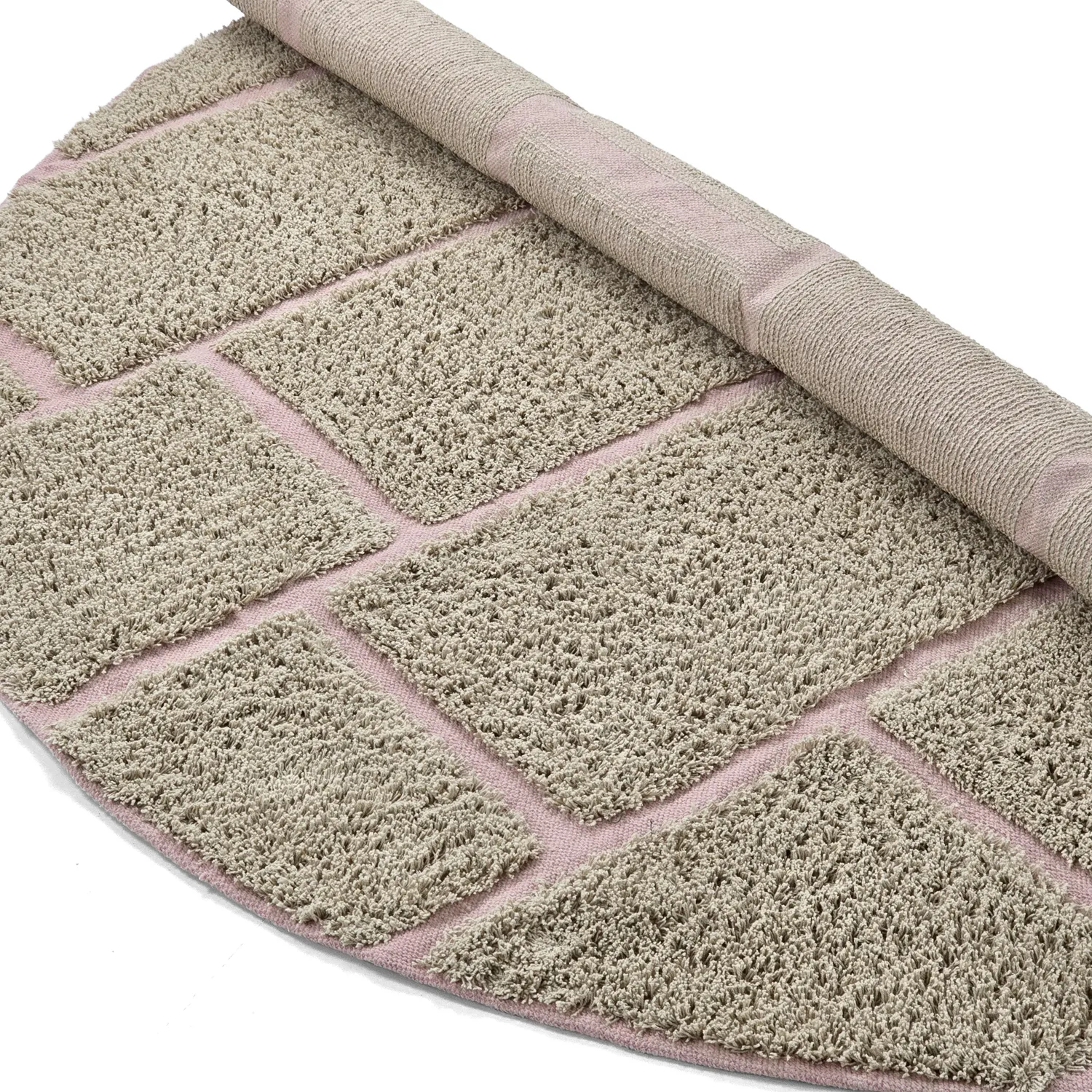 Runde tæpper - Lindley Natural Cotton Shaggy (beige/pink)