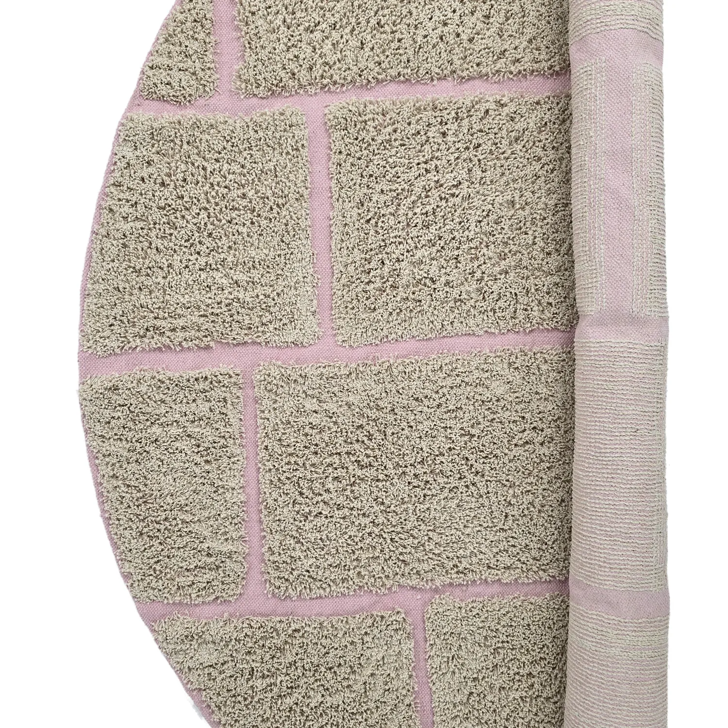 Runde tæpper - Lindley Natural Cotton Shaggy (beige/pink)