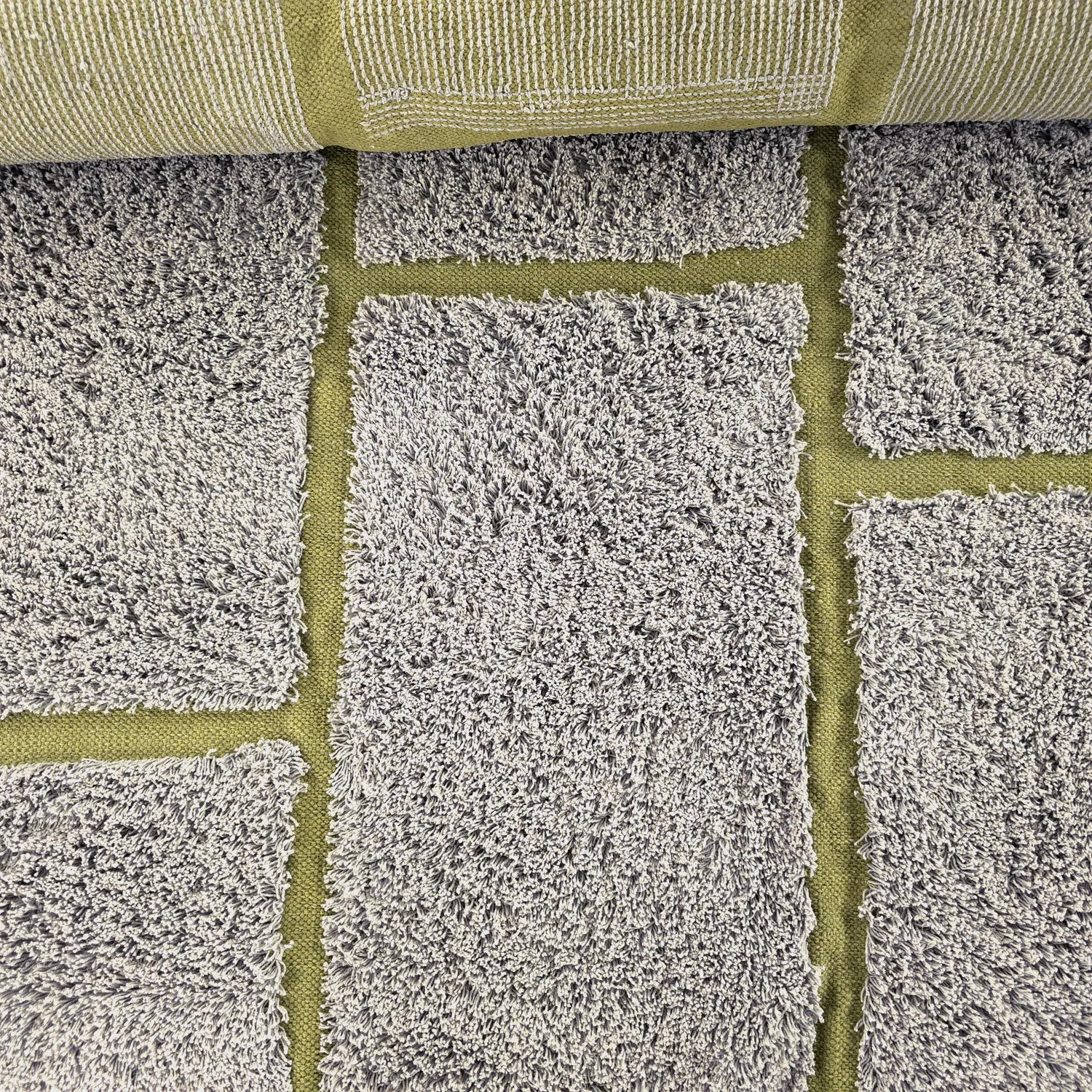Ryatæpper - Lindley Natural Cotton Shaggy (greige/grøn)