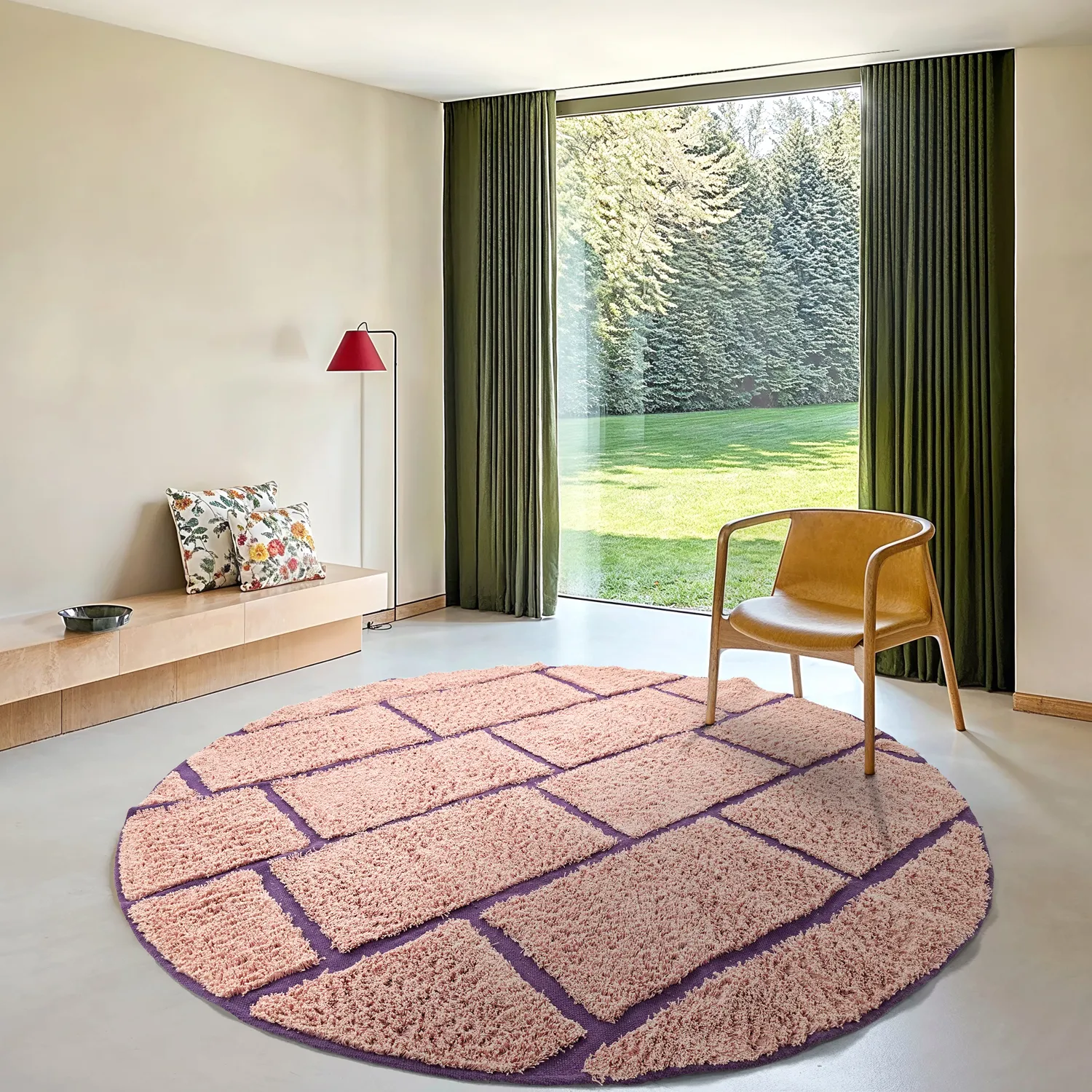 Runde tæpper - Lindley Natural Cotton Shaggy (pink/lilla)