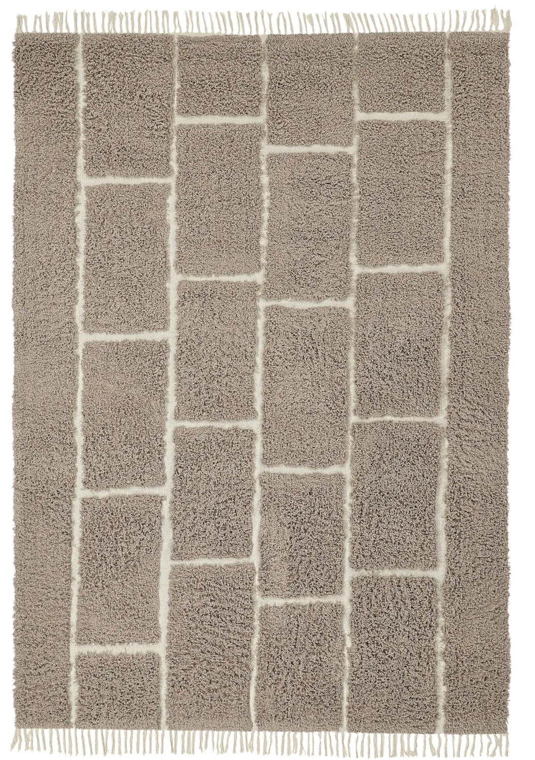 Ryatæpper - Lindley Natural Cotton Shaggy (taupe/grå)