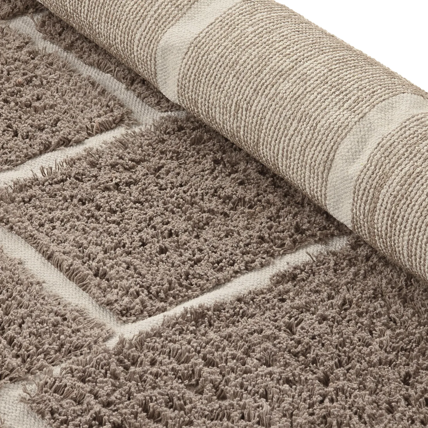 Ryatæpper - Lindley Natural Cotton Shaggy (taupe/grå)