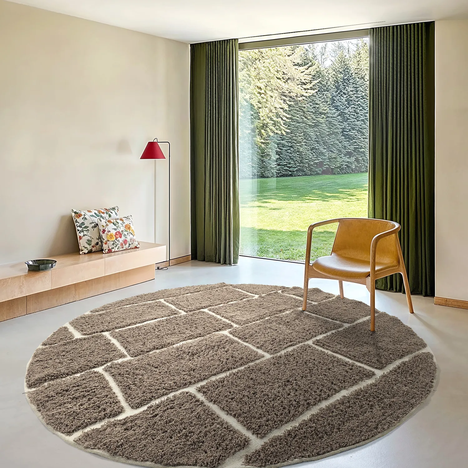 Runde tæpper - Lindley Natural Cotton Shaggy (taupe/grå)