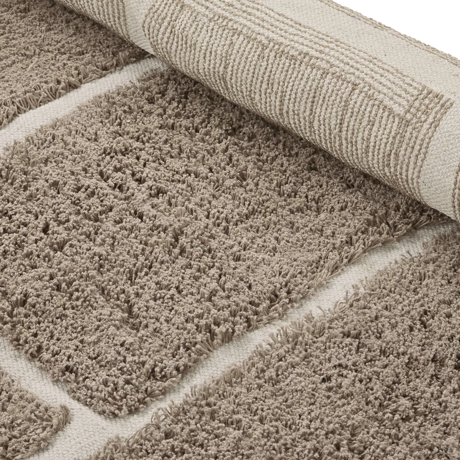 Runde tæpper - Lindley Natural Cotton Shaggy (taupe/grå)