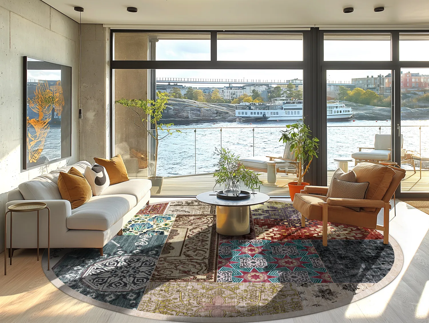 Rundt tæppe - Linosa (multi)