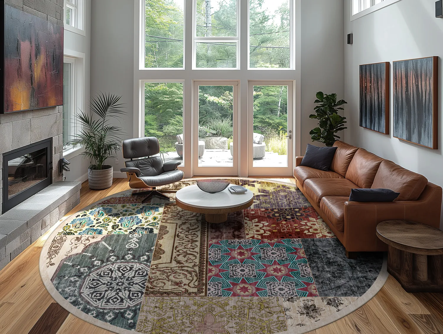 Rundt tæppe - Linosa (multi)