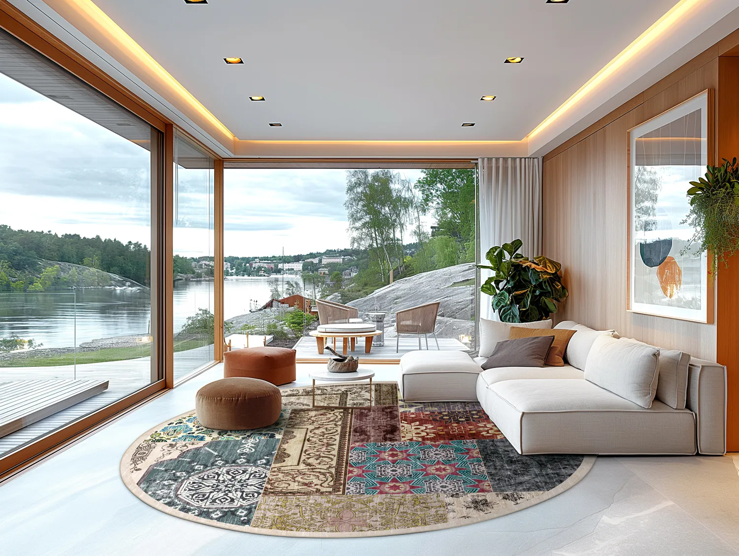 Rundt tæppe - Linosa (multi)