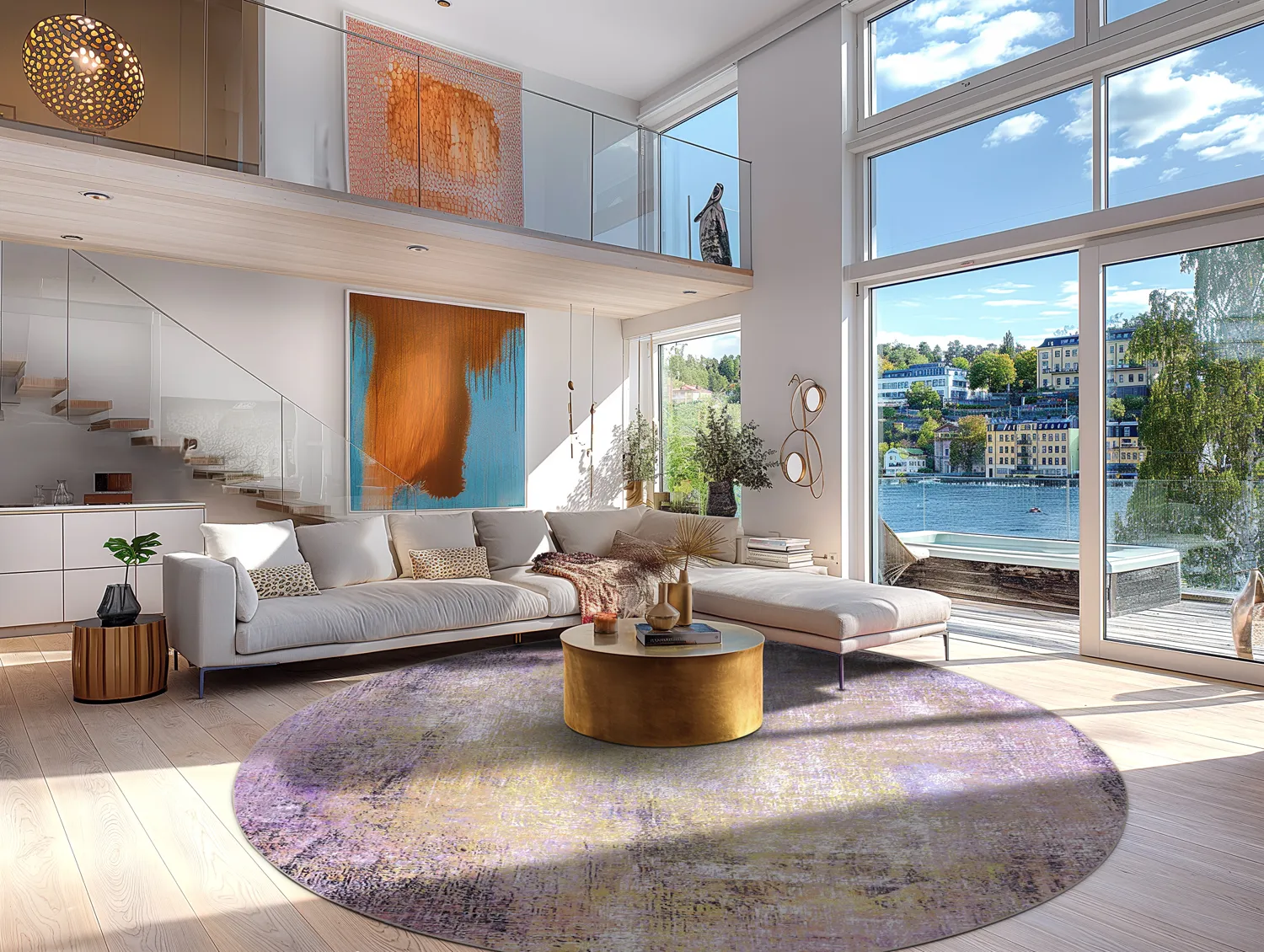 Rundt tæppe - Loures (lilla)