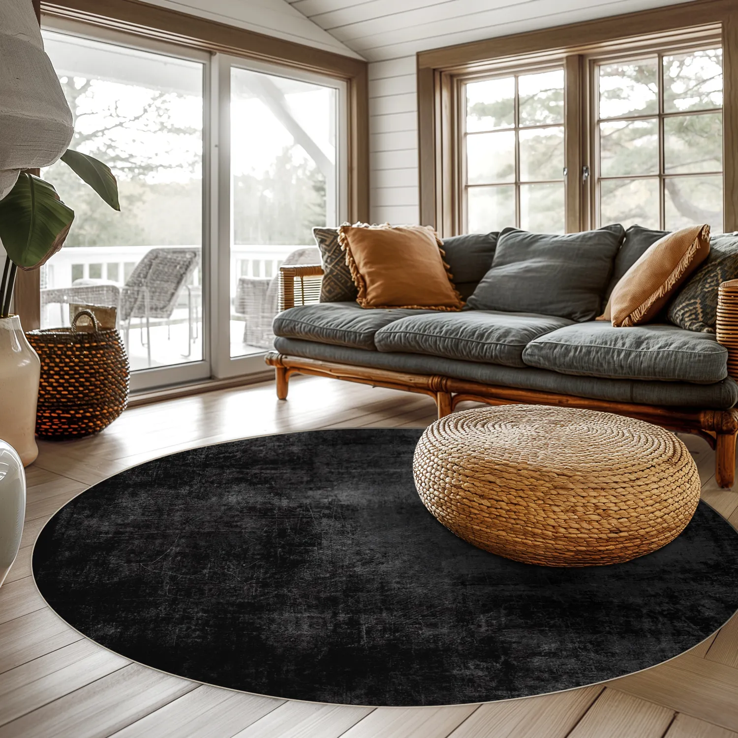 Rundt tæppe - Lynton (sort)