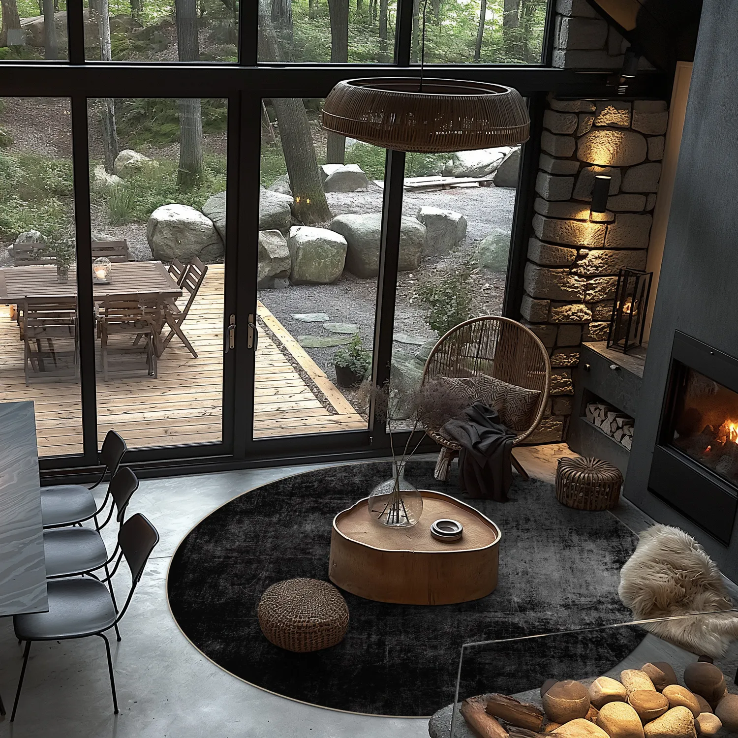 Rundt tæppe - Lynton (sort)