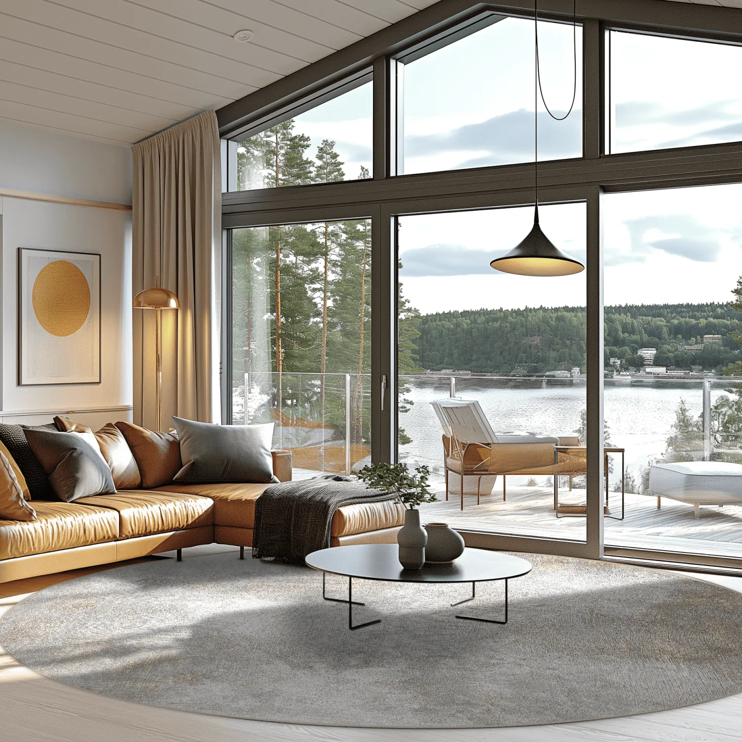 Rundt tæppe - Malaga (beige)