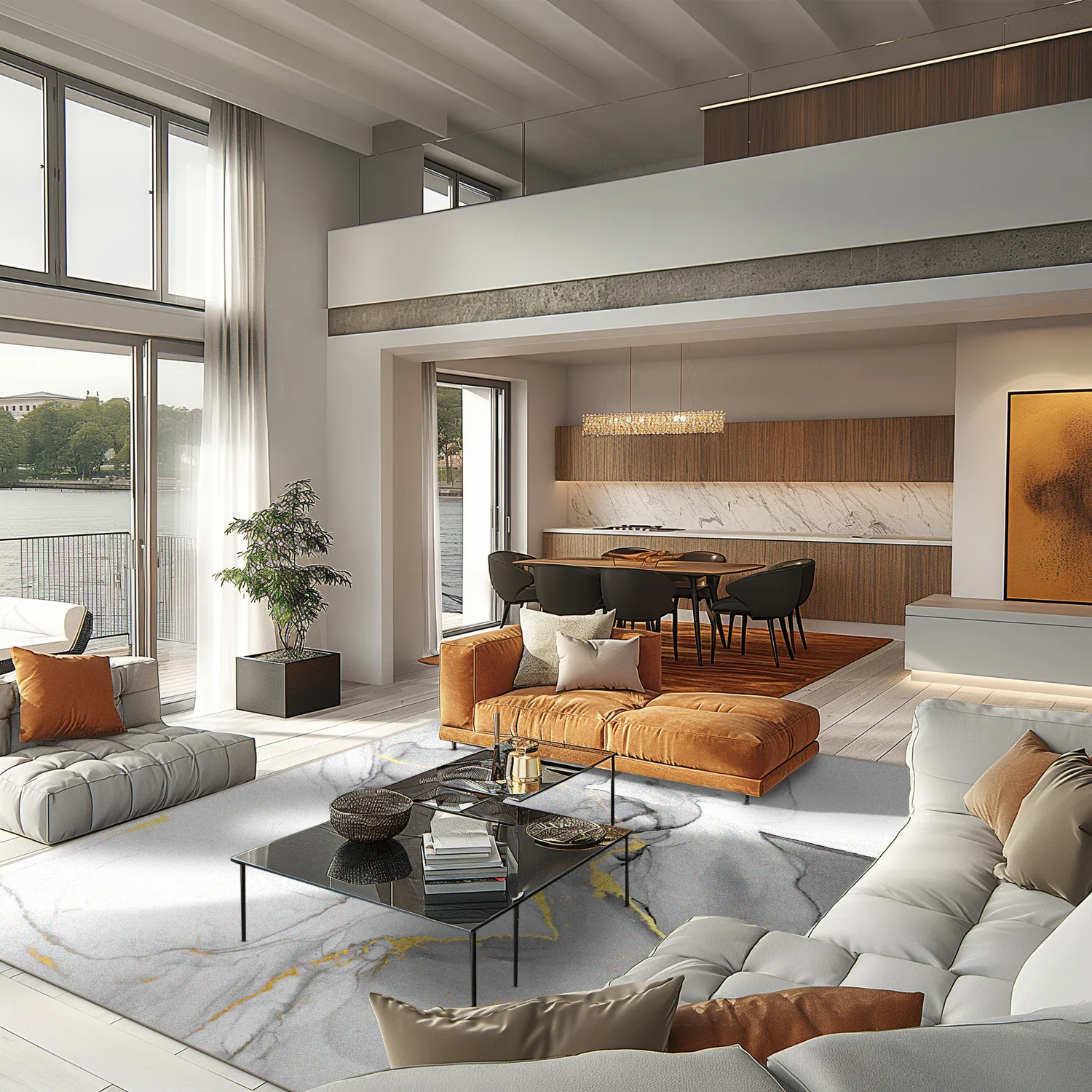 Wilton-tæppe - Manilva (grå/hvid/guld)