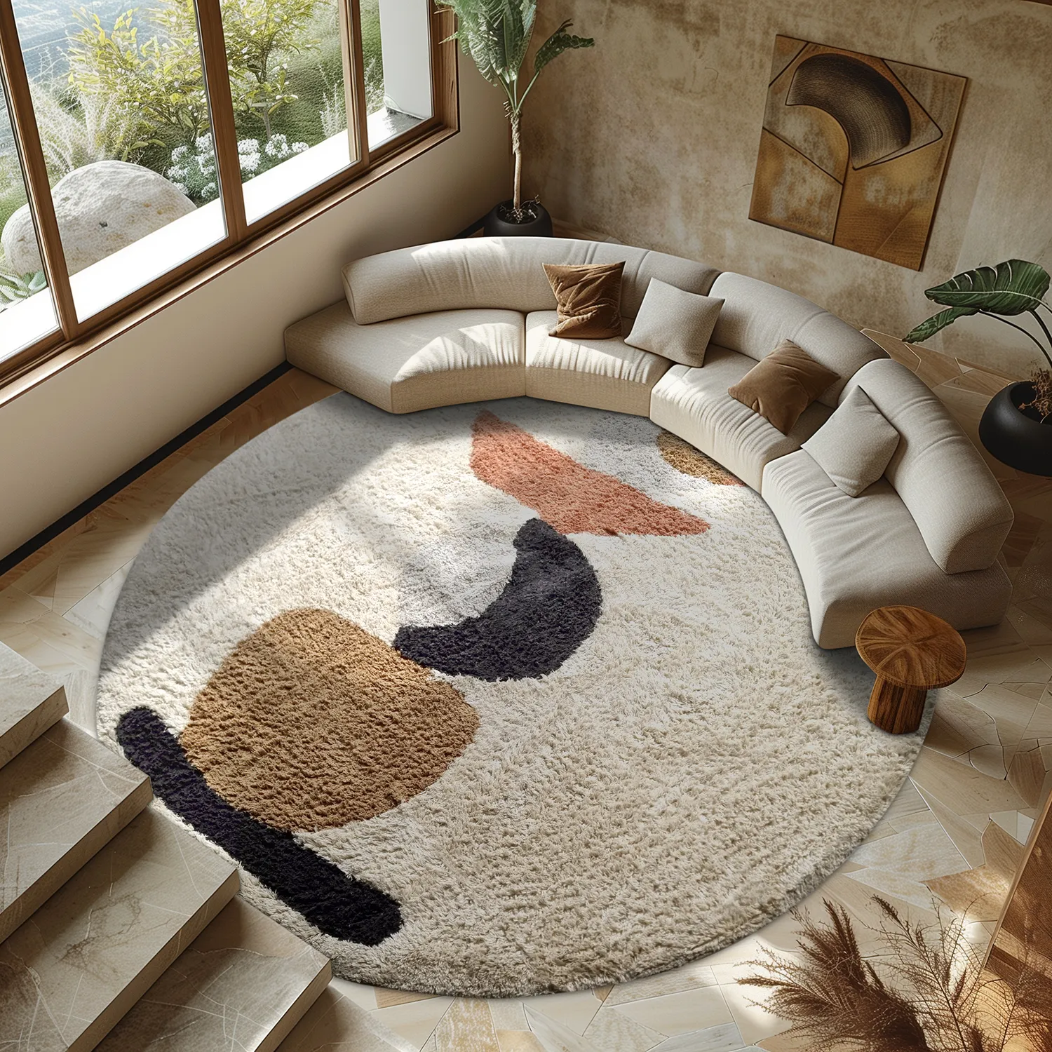 Runde tæpper - Mantona Natural Cotton Shaggy (multi)