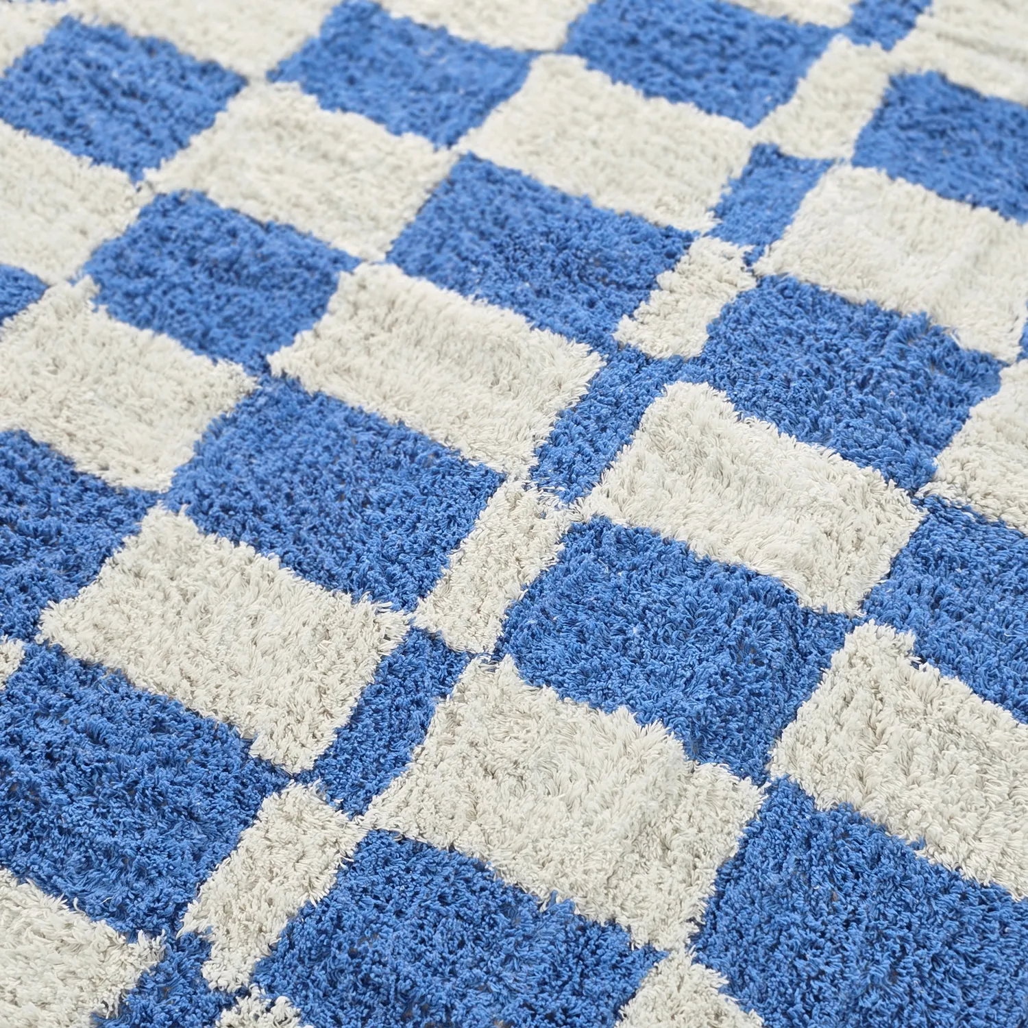 Rundt tæppe - Maranello Natural Cotton Shaggy (blå)