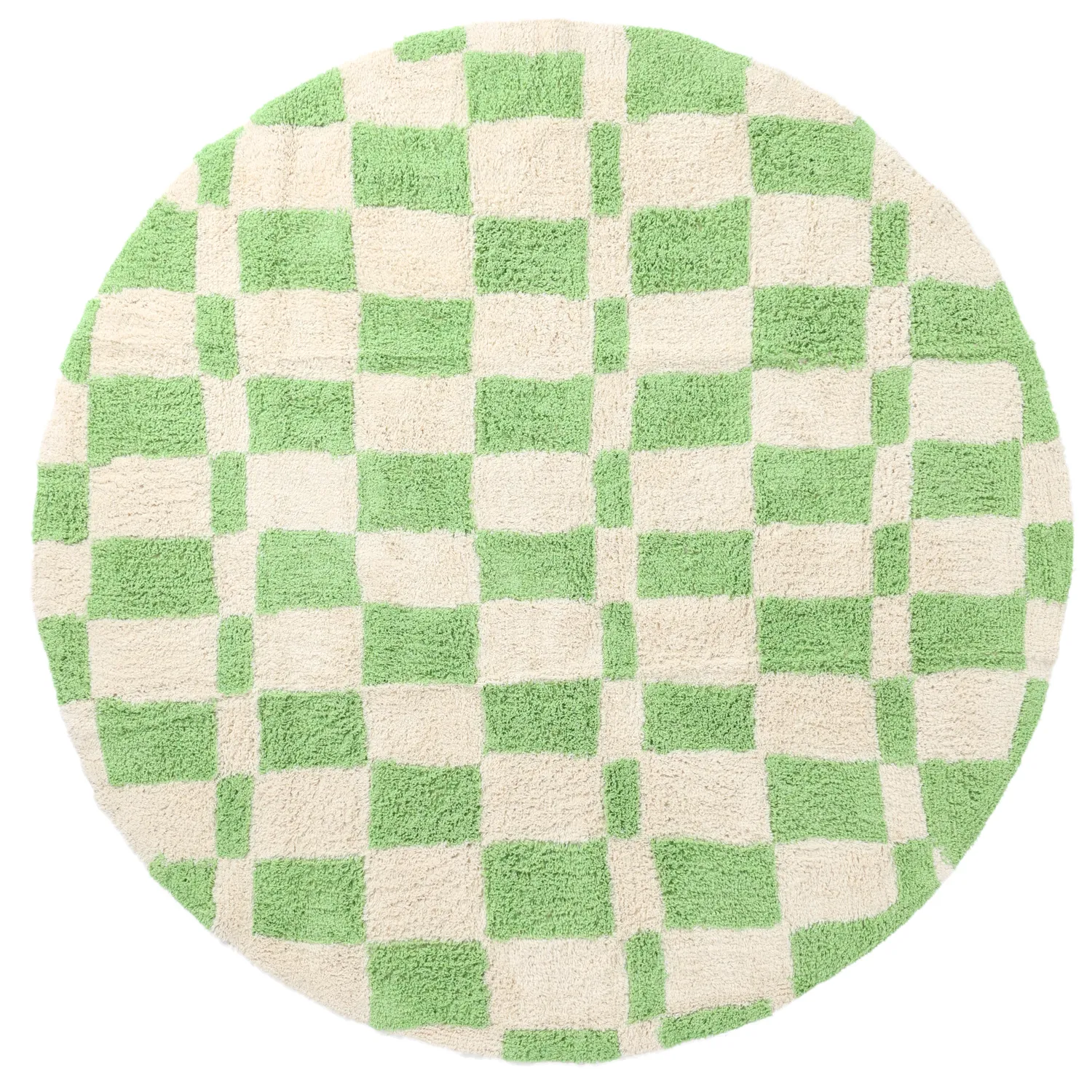 Rundt tæppe - Maranello Natural Cotton Shaggy (grøn)