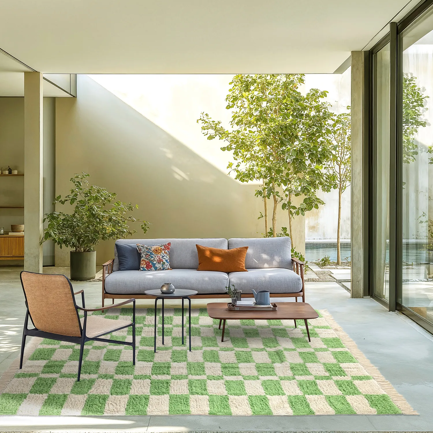 Ryatæpper - Maranello Natural Cotton Shaggy (grøn)