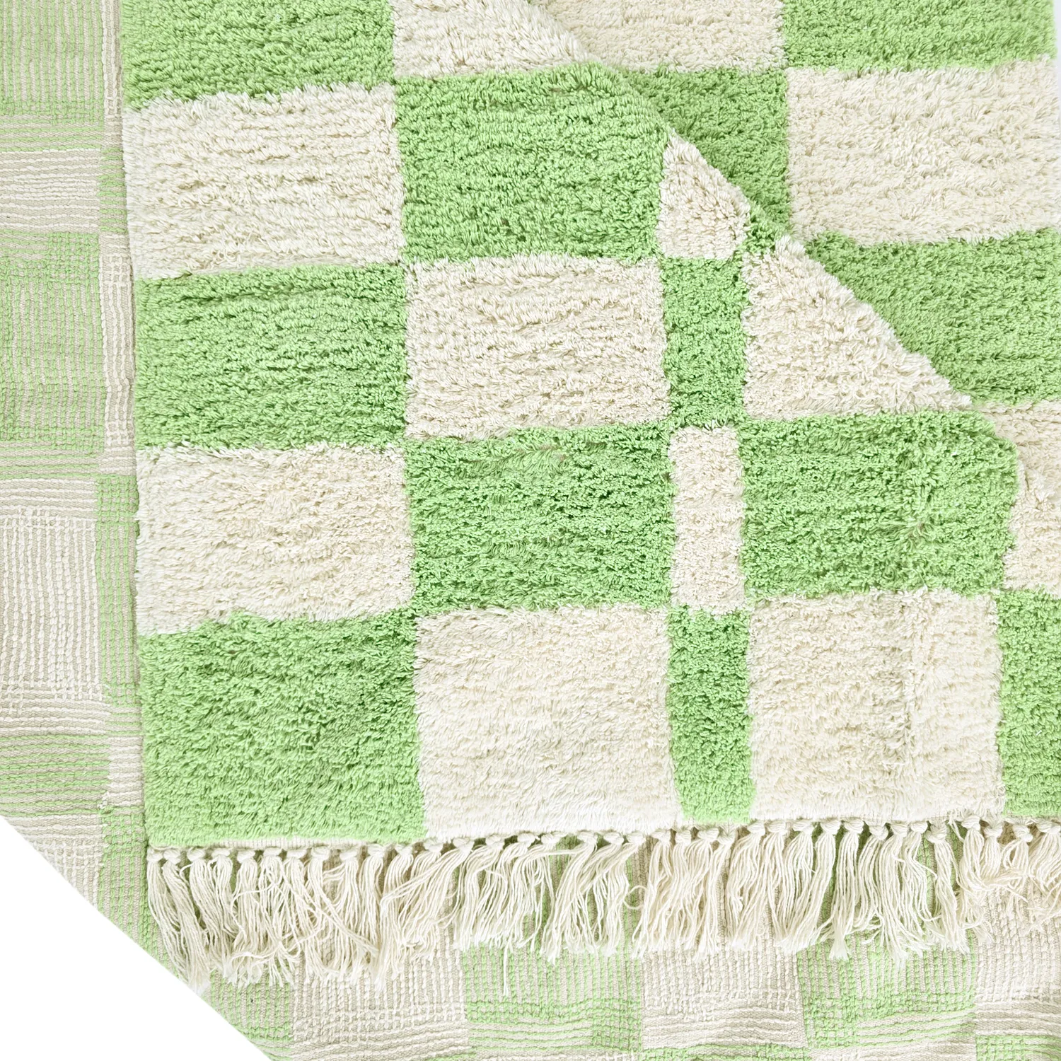 Ryatæpper - Maranello Natural Cotton Shaggy (grøn)