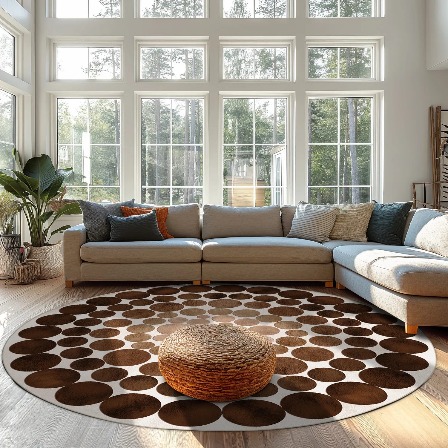 Rundt tæppe - Marineo (brun)