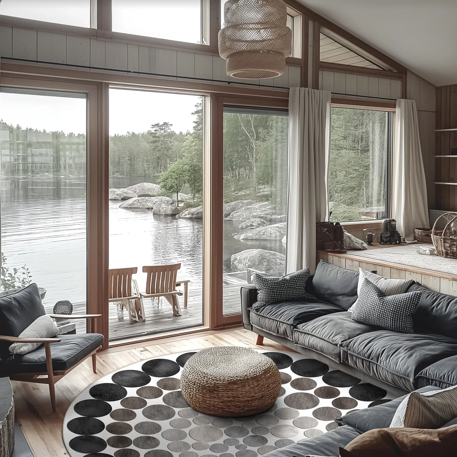 Rundt tæppe - Marineo (grå)