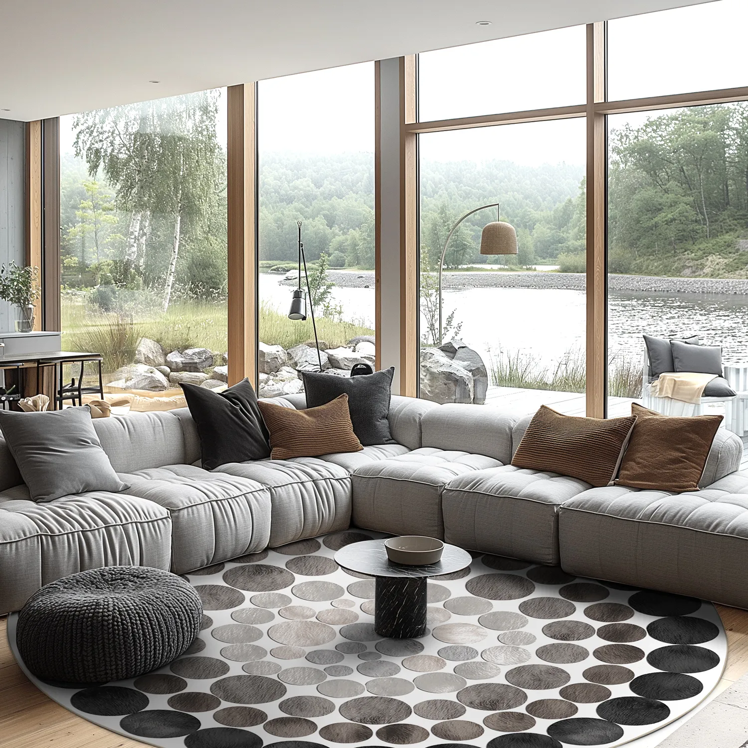 Rundt tæppe - Marineo (grå)