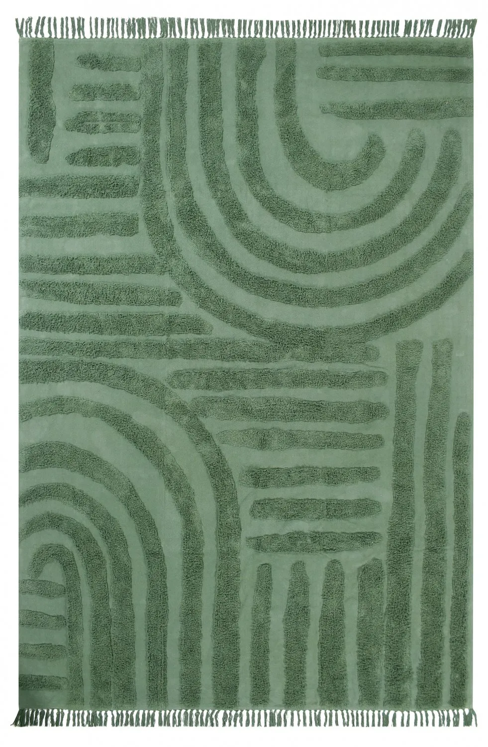 Ryatæpper - Mavis Natural Cotton Shaggy (grøn)