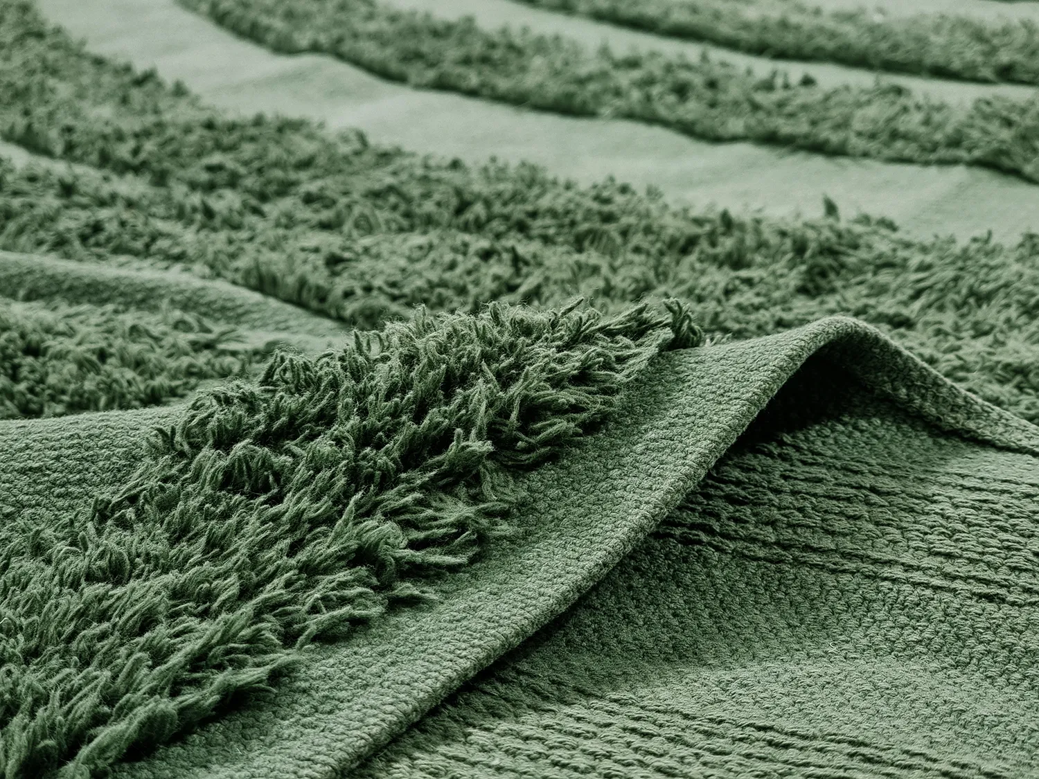 Ryatæpper - Mavis Natural Cotton Shaggy (grøn)