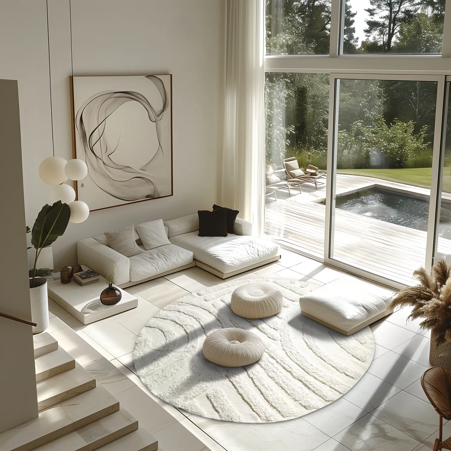 Runde tæpper - Margo Natural Cotton Shaggy (offwhite)