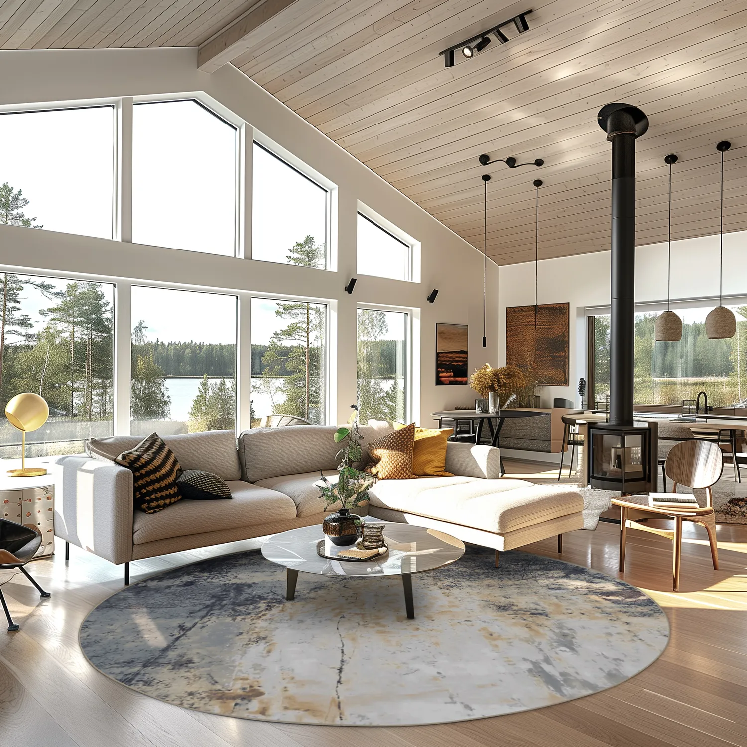 Rundt tæppe - Melazzo (grå/multi)