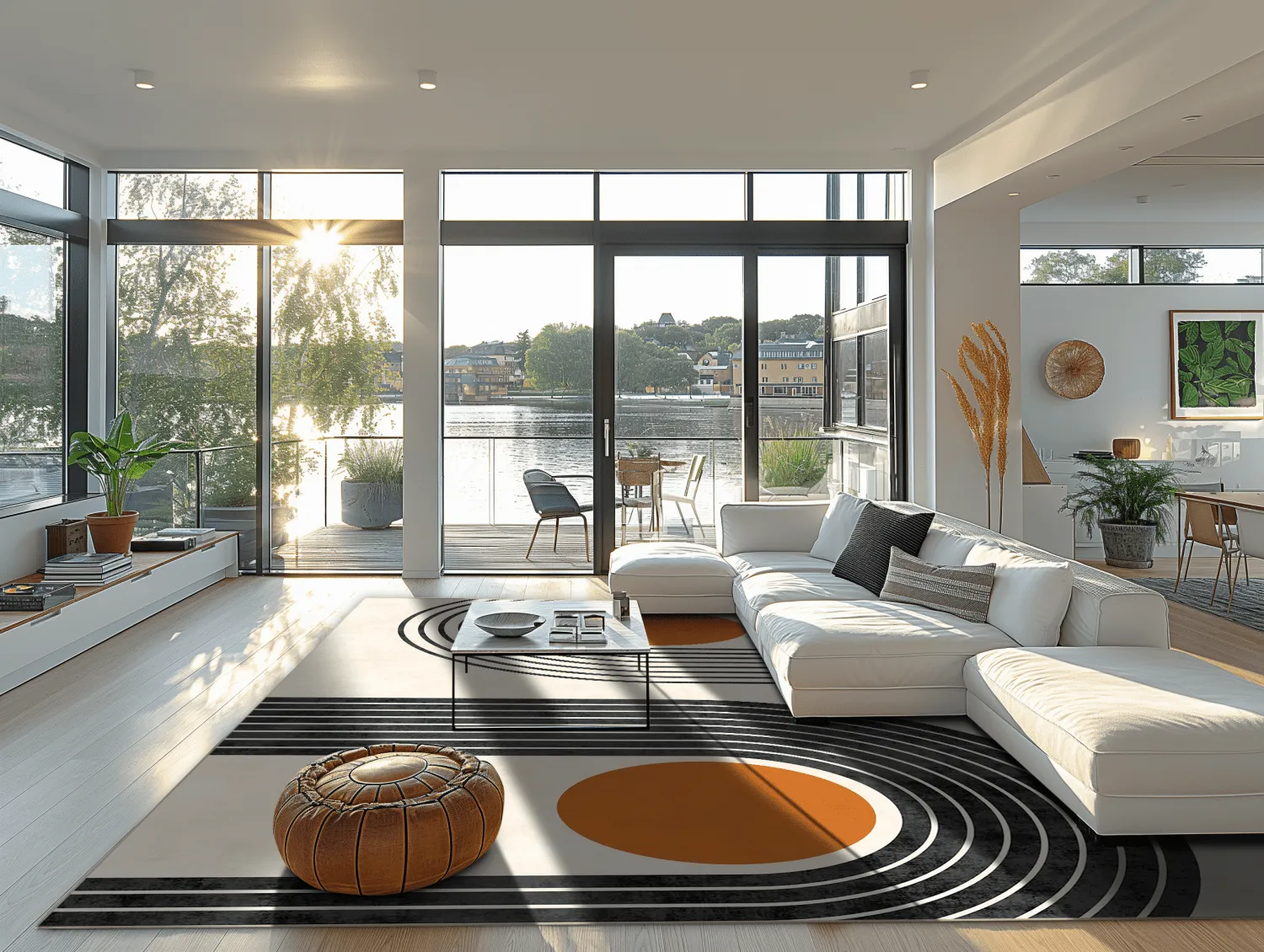 Wilton-tæppe - Moudania (beige/sort/orange)