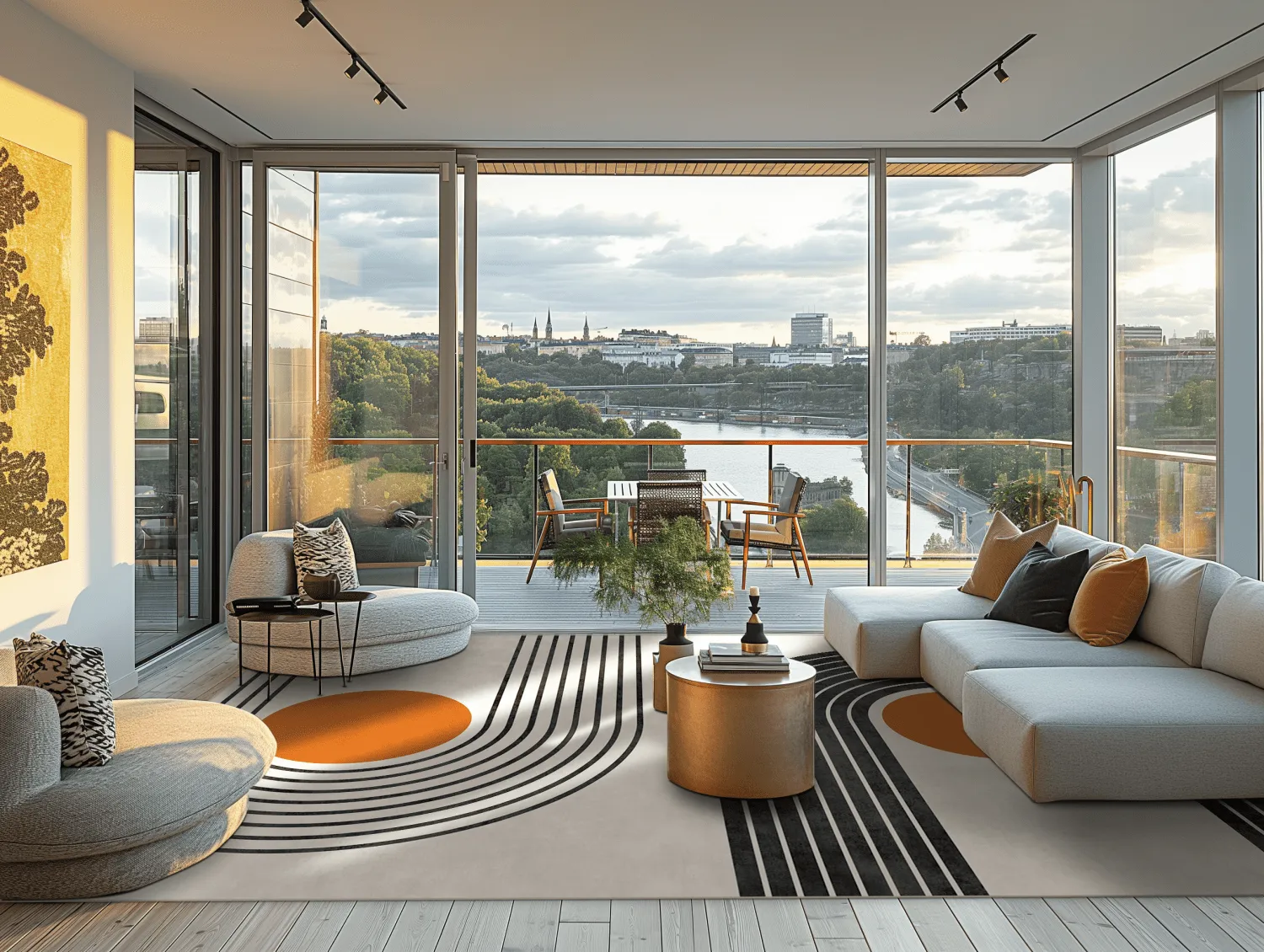 Wilton-tæppe - Moudania (beige/sort/orange)