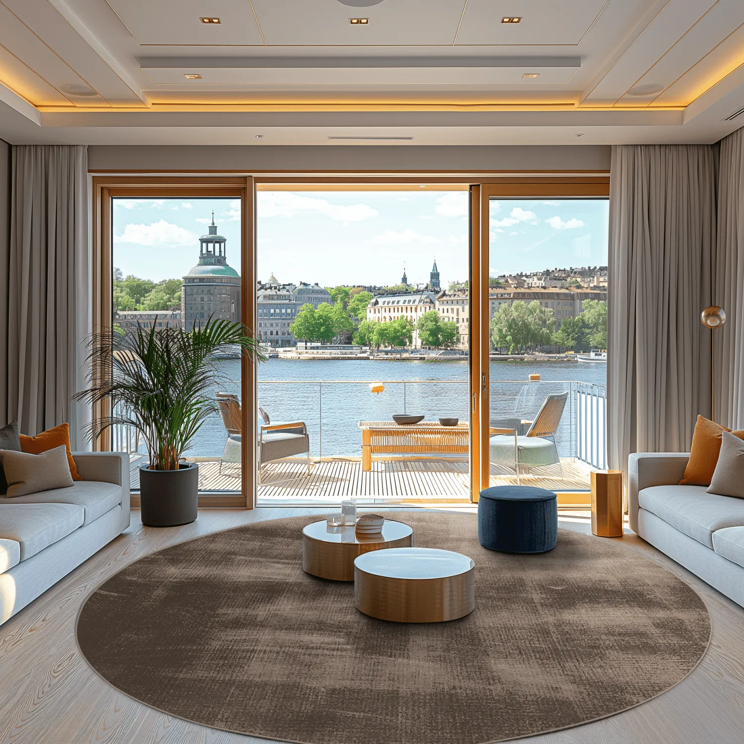 Rundt tæppe - Olmedo (grå/beige)