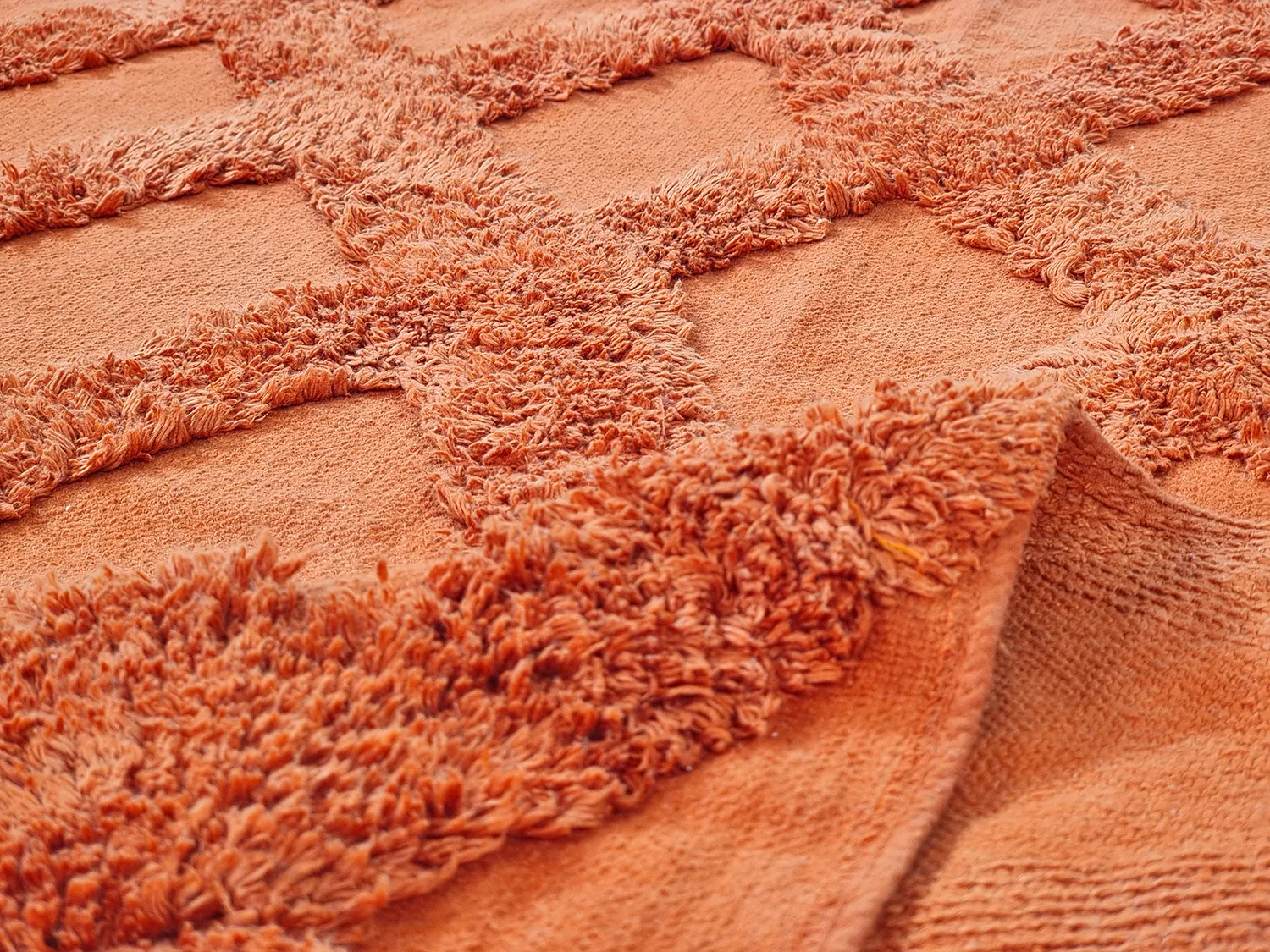 Ryatæpper - Pamplona Natural Cotton Shaggy (terracotta)
