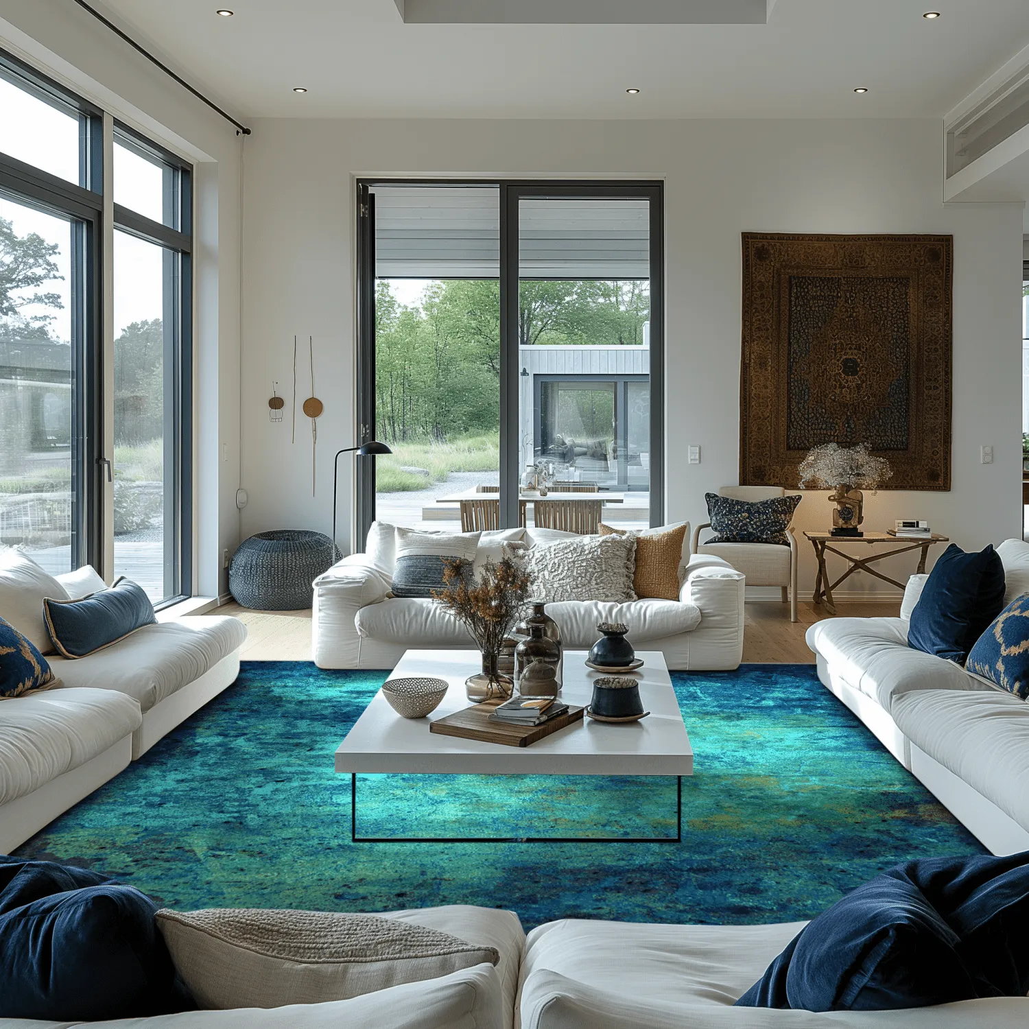 Wilton-tæppe - Pardos (blå)