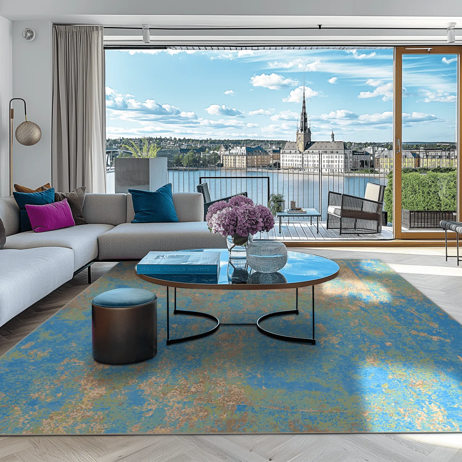 Wilton-tæppe - Pavoa (blå)