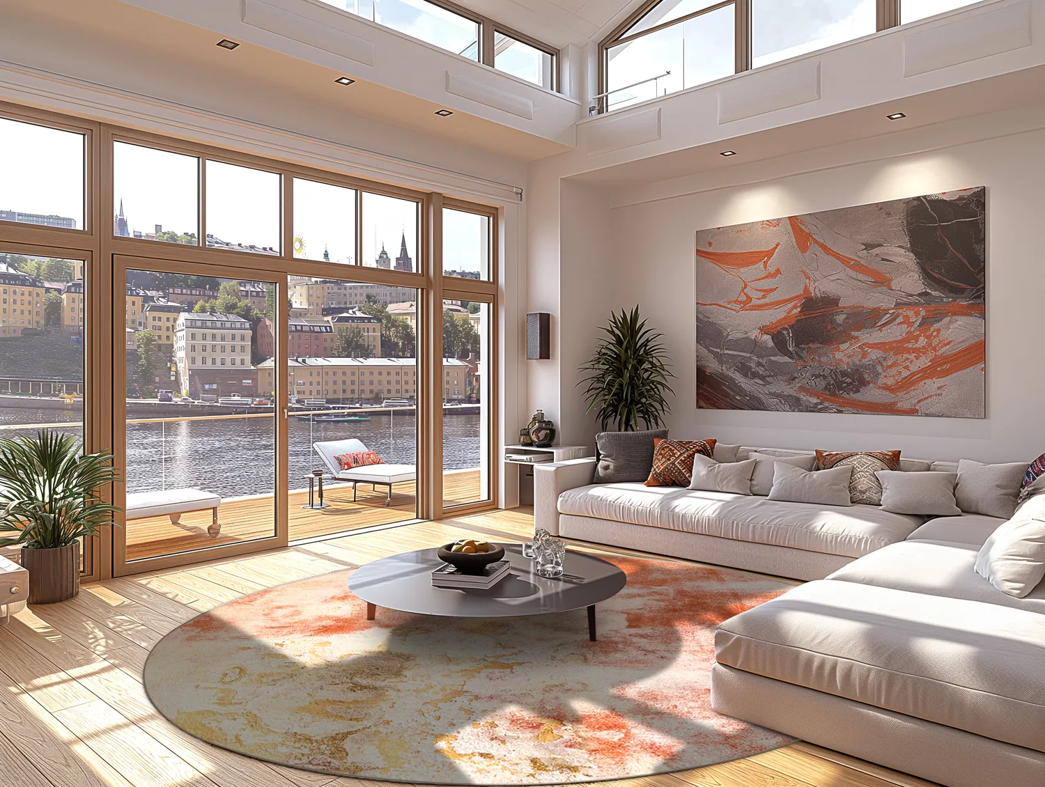 Rundt tæppe - Periana (lyserød/multi)