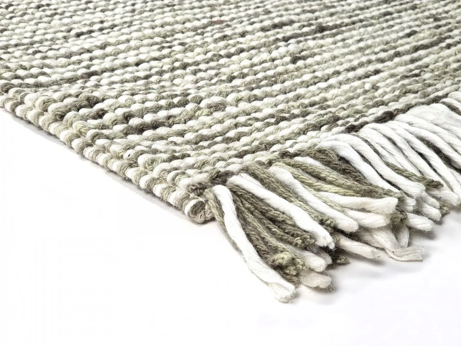 Uldtæppe - Plockton (grå/hvid/grøn)