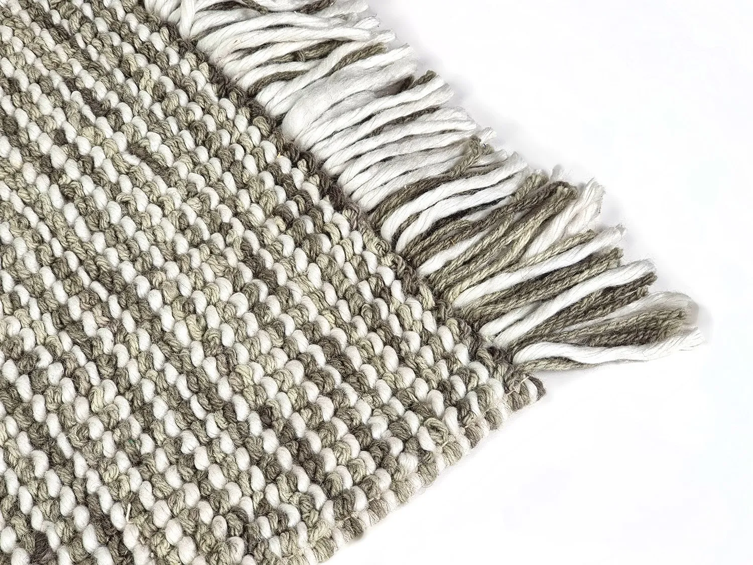 Uldtæppe - Plockton (grå/hvid/grøn)